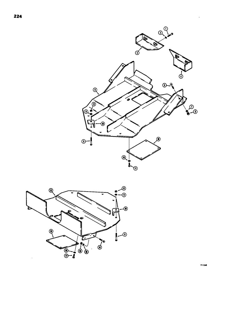 Схема запчастей Case W18 - (224) - UNDERCARRIAGE GUARDS (09) - CHASSIS