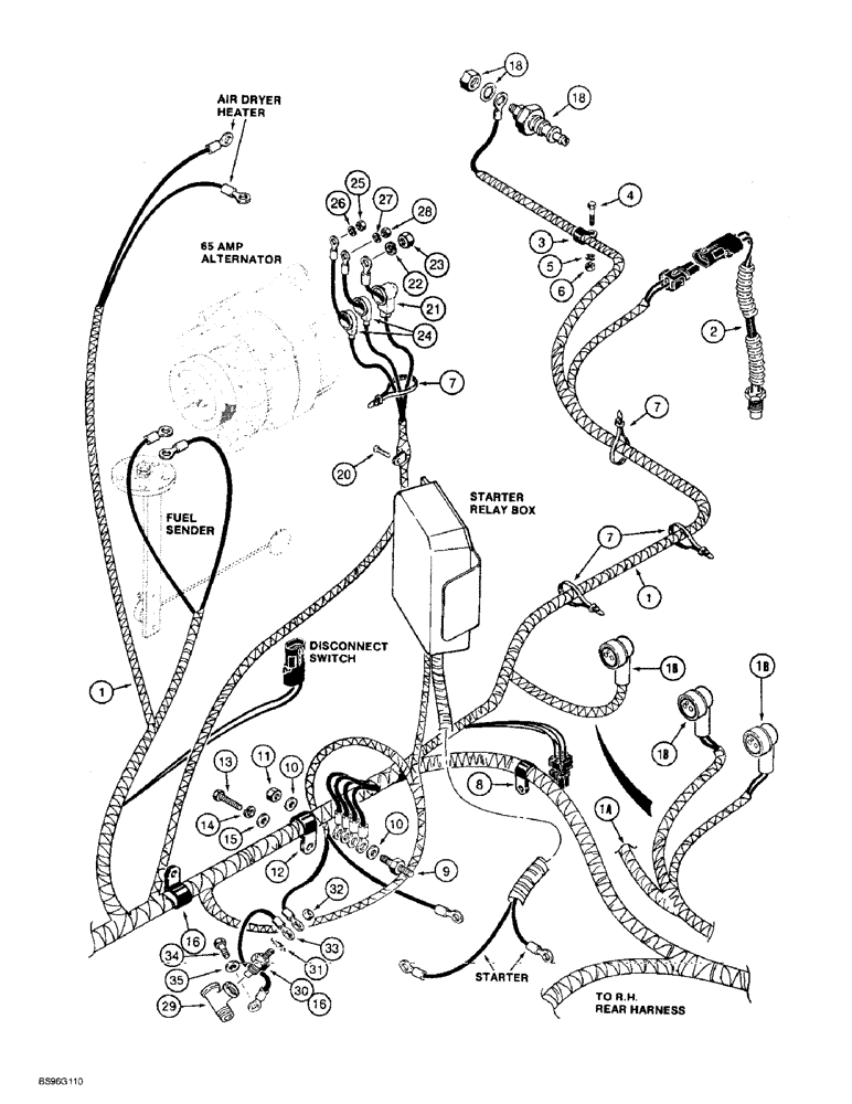 Схема запчастей Case 721B - (4-32) - REAR HARNESS, ENGINE LEFT-HAND SIDE (04) - ELECTRICAL SYSTEMS