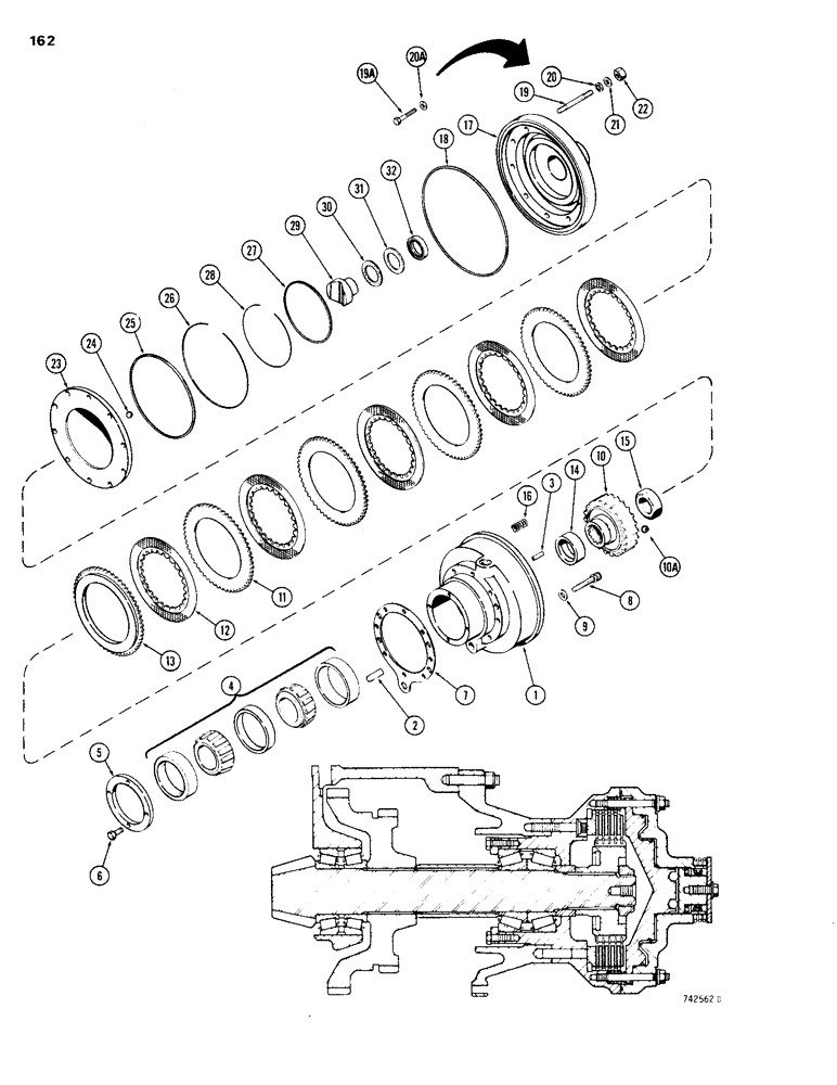 Схема запчастей Case 1150B - (162) - TRANSMISSION BRAKES (03) - TRANSMISSION