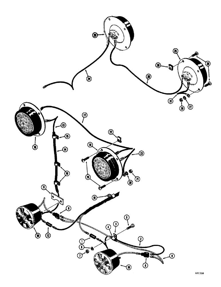 Схема запчастей Case W8C - (071A) - ELECTRICAL SYSTEM, DIESEL ENGINE, FRONT, REAR, STOP AND TAIL LIGHT WIRING (04) - ELECTRICAL SYSTEMS