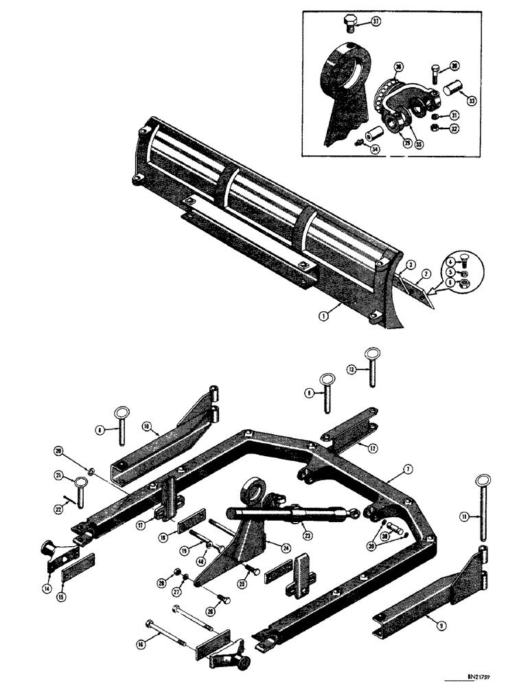 Схема запчастей Case 310F - (184) - MECHANICAL ANGLING DOZER (05) - UPPERSTRUCTURE CHASSIS