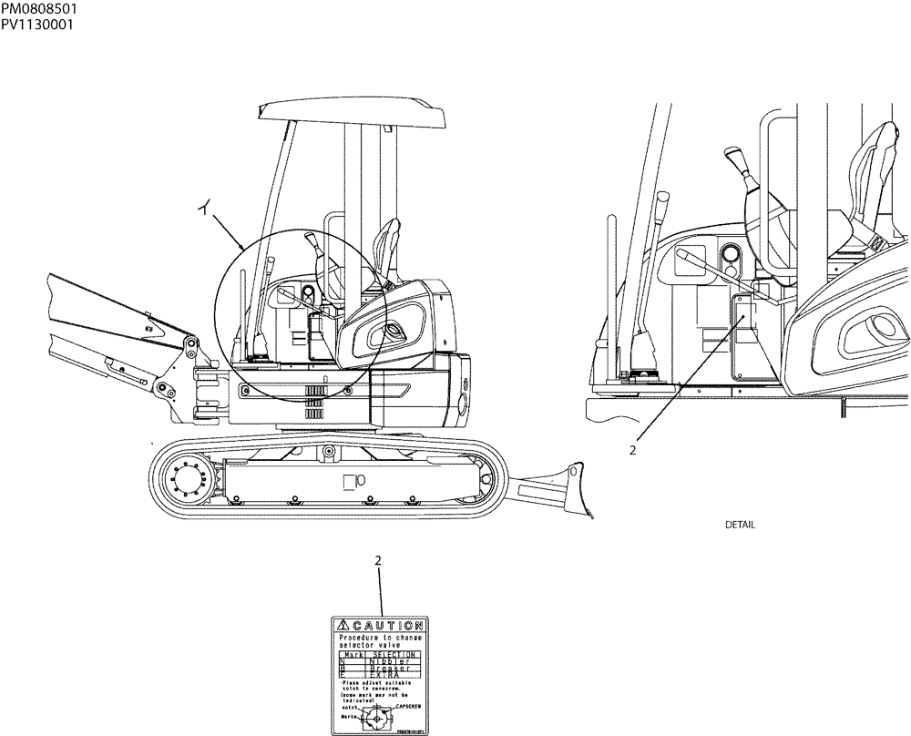 Схема запчастей Case CX27B - (06-016) - NAME PLATE INSTAL (NIBBLER & BREAKER) (90) - PLATFORM, CAB, BODYWORK AND DECALS