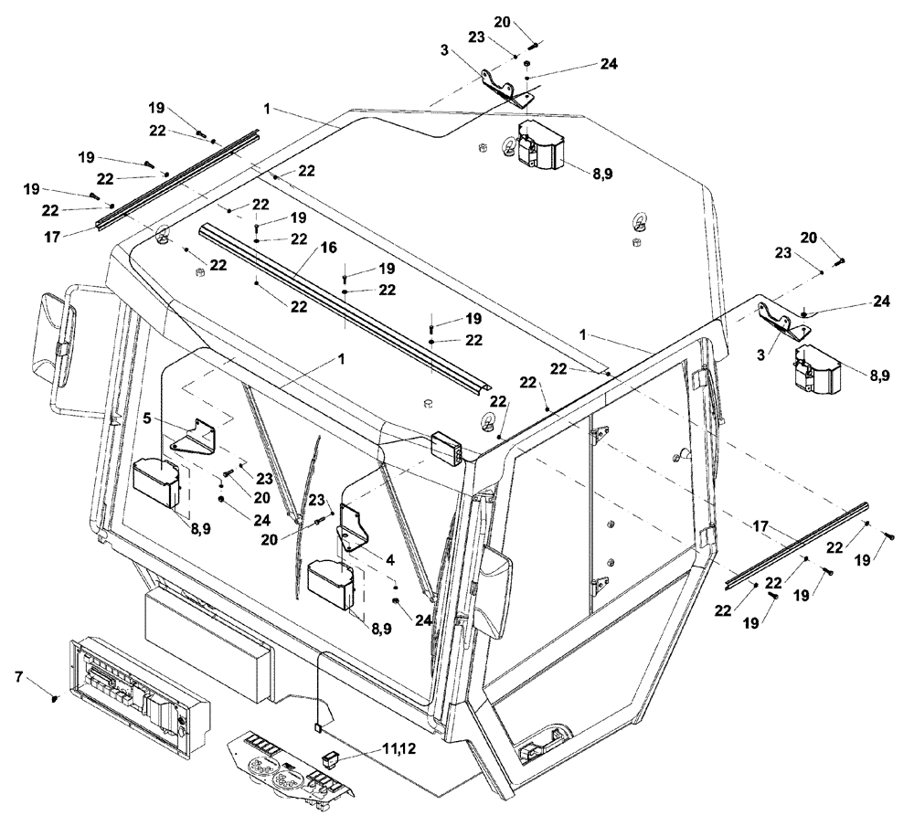 Схема запчастей Case DV213 - (55.404.02[02]) - WORK LIGHTS - CANOPY (GROUP 417-ND138126) (55) - ELECTRICAL SYSTEMS