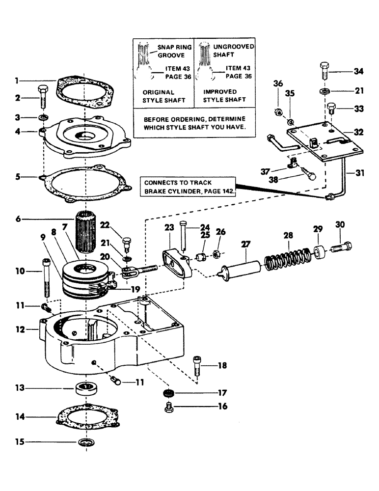 Схема запчастей Case 40BLC - (136) - TRACK BRAKE, (USED ON UNITS WITH SERIAL NUMBER 450 THRU 882) (04) - UNDERCARRIAGE