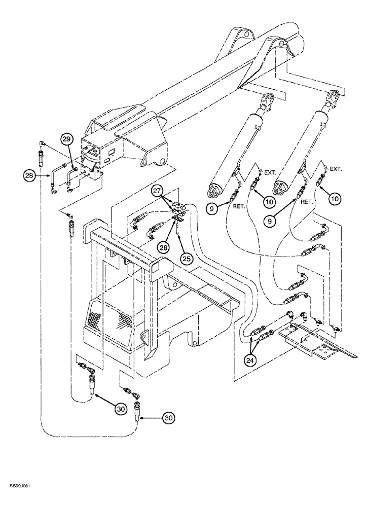 Схема запчастей Case 689G - (08-16) - BOOM CYLINDER HYDRAULICS, SHEET METAL TO CYLINDERS (08) - HYDRAULICS