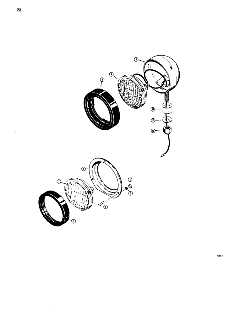 Схема запчастей Case 450 - (072) - HEAD LIGHT (06) - ELECTRICAL SYSTEMS