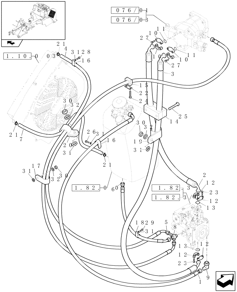 Схема запчастей Case 121E - (1.82.6/01) - HYDRAULIC SYSTEM LINES (HIGH SPEED) (07) - HYDRAULIC SYSTEMS