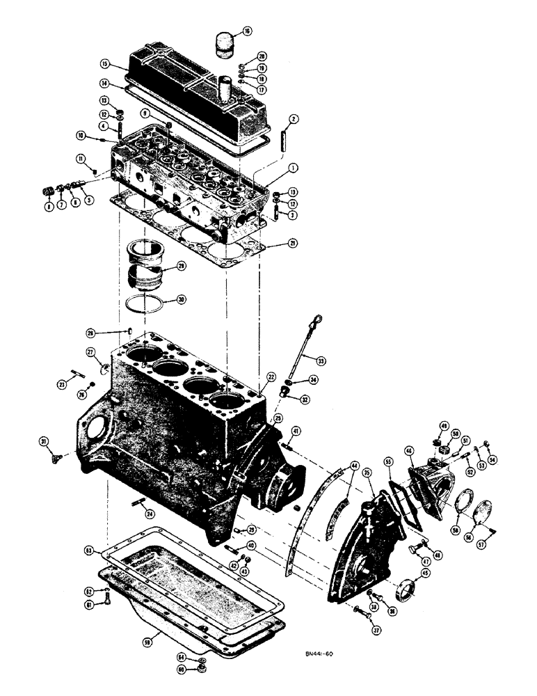 Схема запчастей Case 320B - (034) - ENGINE BLOCK AND RELATED PARTS - DIESEL 