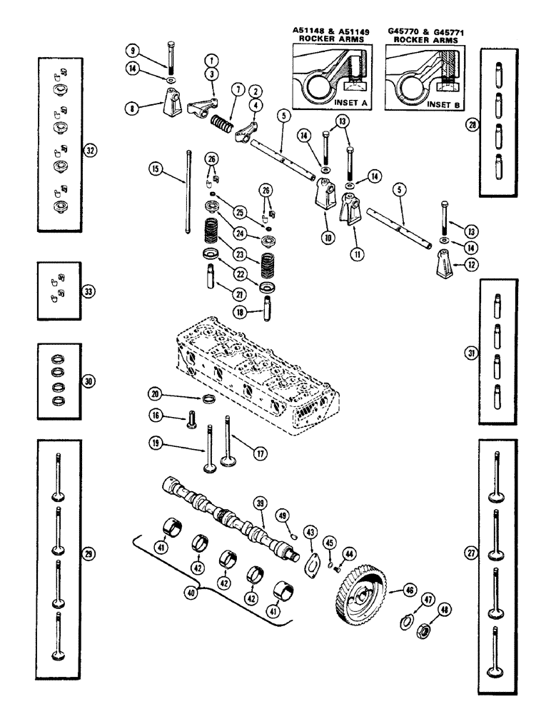 Схема запчастей Case 580B - (022) - VALVE MECHANISM AND CAMSHAFT, (188) DIESEL ENGINE (02) - ENGINE