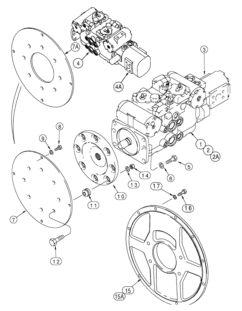 Схема запчастей Case 90XT - (06-15) - PUMP, TANDEM MOUNTING (06) - POWER TRAIN