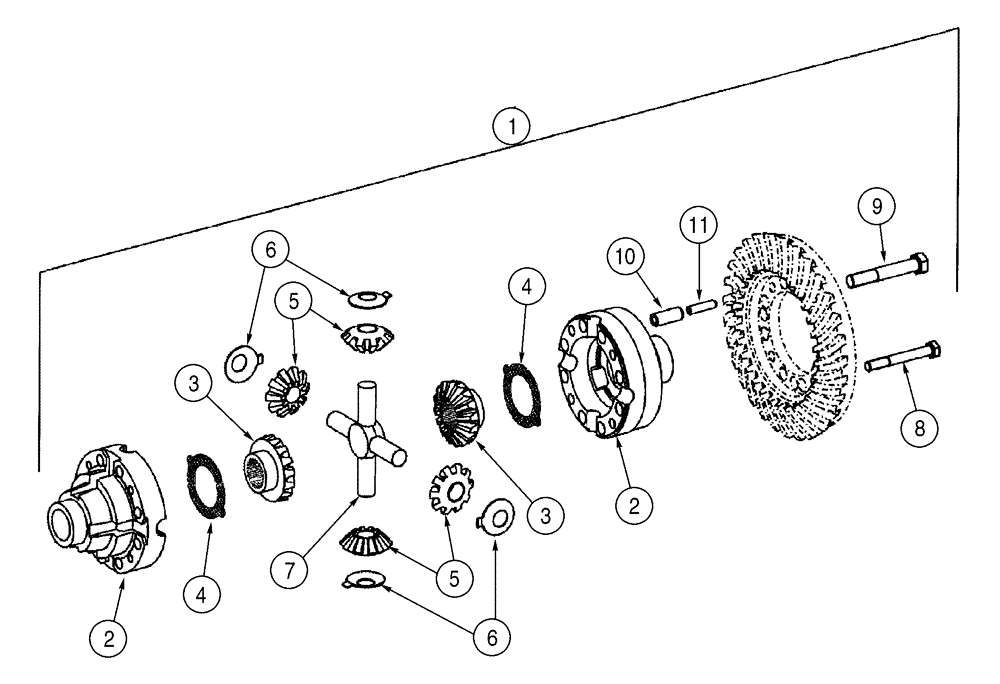 Схема запчастей Case 621D - (06-32) - AXLE, REAR - DIFFERENTIAL (06) - POWER TRAIN