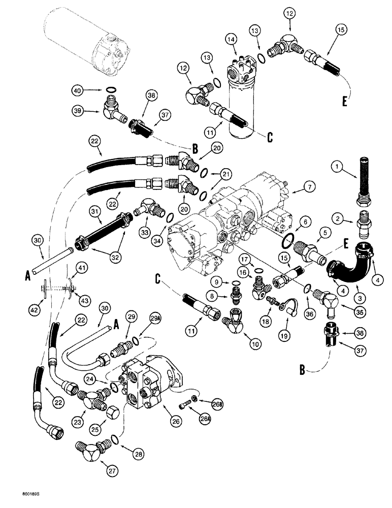 Схема запчастей Case 760 - (06-006) - GROUND DRIVE HYDRAULIC CIRCUIT (14) - MAIN GEARBOX & DRIVE