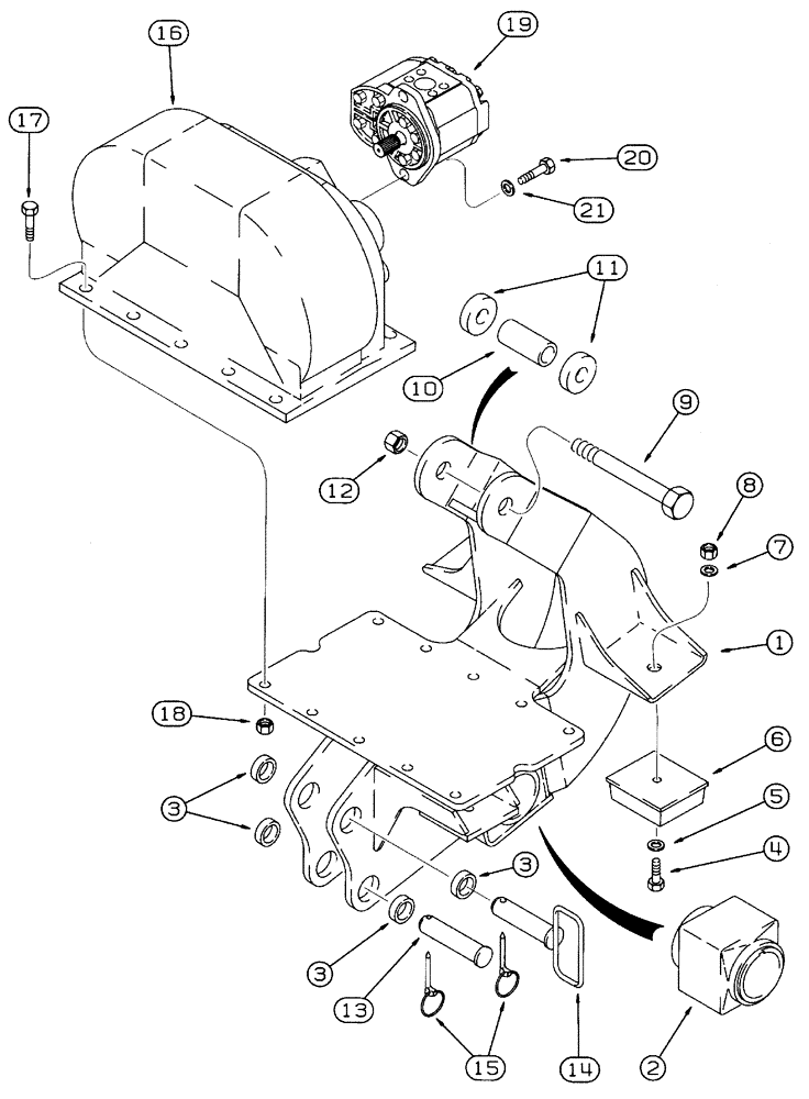 Схема запчастей Case 460 - (9-98) - PLOW MOTOR, GEARBOX, AND BLADE MOUNTING, P75 PLOW (09) - CHASSIS/ATTACHMENTS
