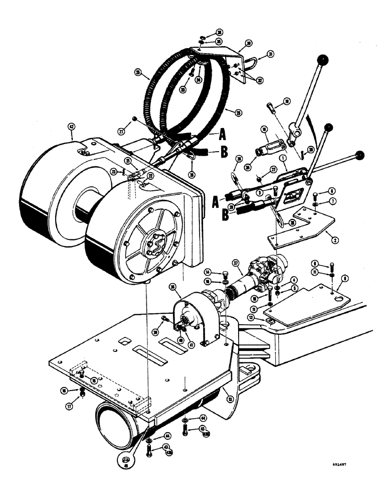 Схема запчастей Case 300 - (174) - WINCH AND WINCH CONTROL LEVERS, SWEED WINCH (18) - ATTACHMENT ACCESSORIES