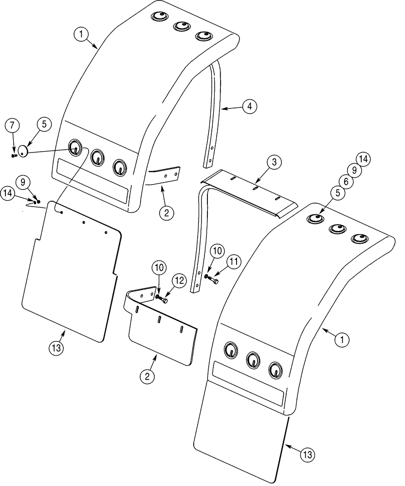 Схема запчастей Case 621D - (09-21) - FENDERS, FRONT, WIDE (09) - CHASSIS