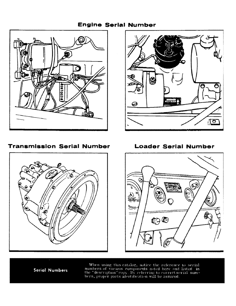 Схема запчастей Case W5A - (001A) - ENGINE SERIAL NUMBER, AND TRANSMISSION SERIAL NUMBER, LOADER SERIAL NUMBER (00) - PICTORIAL INDEX