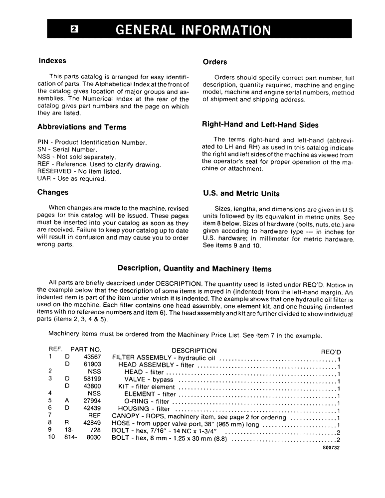 Схема запчастей Case 585C - (002) - GENERAL INFORMATION (05) - SERVICE & MAINTENANCE