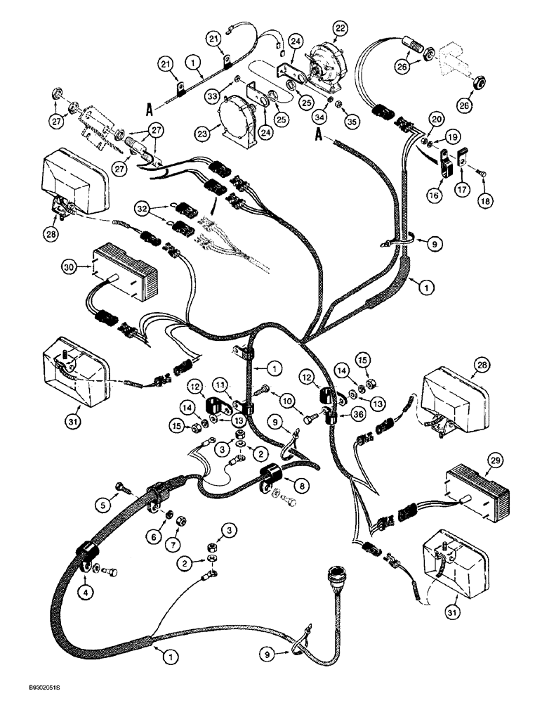 Схема запчастей Case 721B - (4-12) - FRONT HARNESS - LAMPS AND SWITCHES, Z-BAR LOADER (04) - ELECTRICAL SYSTEMS