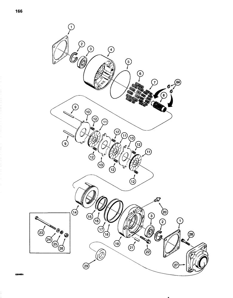 Схема запчастей Case 1080 - (166) - TRACK DRIVE BRAKE (33) - BRAKES & CONTROLS
