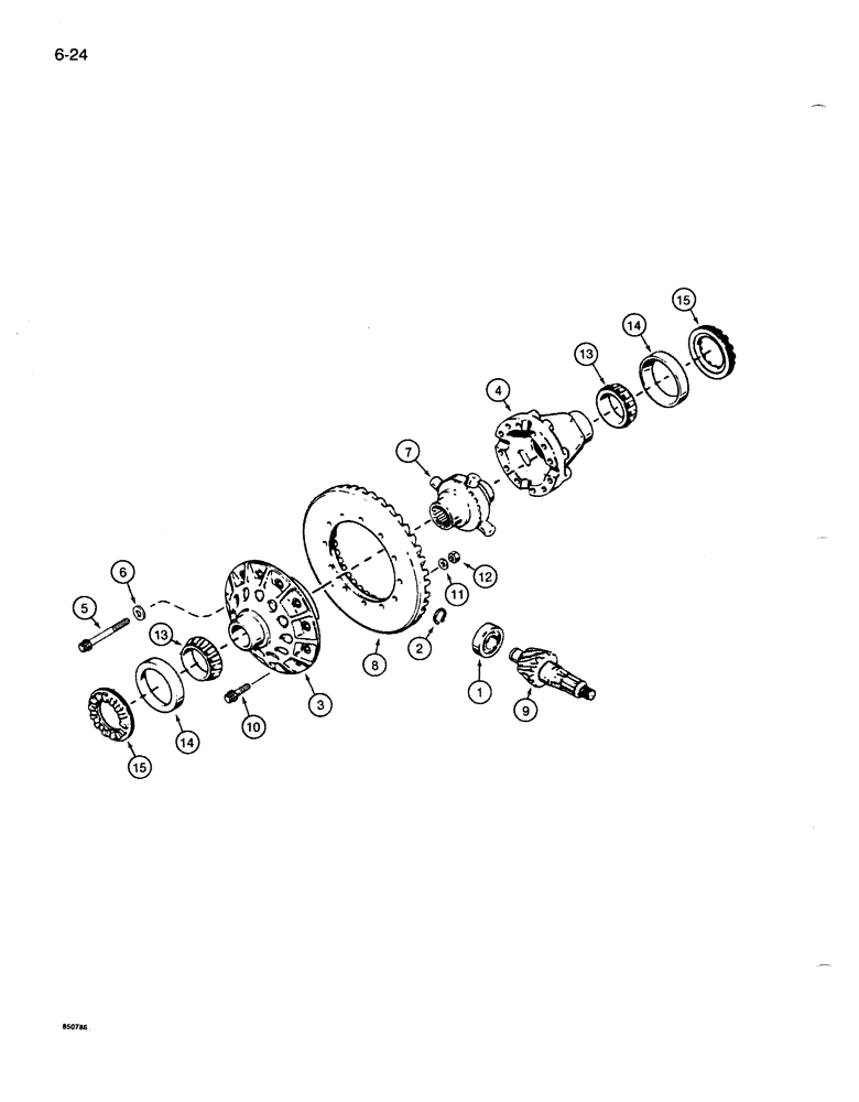 Схема запчастей Case 1085B - (6-024) - REAR DRIVE AXLE, NO-SPIN DIFFERENTIAL (06) - POWER TRAIN