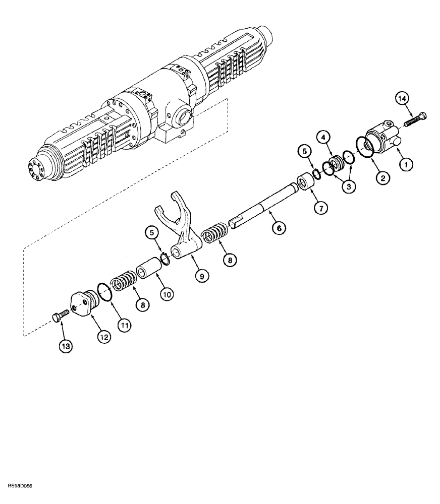 Схема запчастей Case 580SL - (6-170) - REAR DRIVE AXLE, DIFFERENTIAL LOCK, MODELS WITH POWERSHIFT TRANSMISSION, COUNTER CLOCKWISE INPUT (06) - POWER TRAIN
