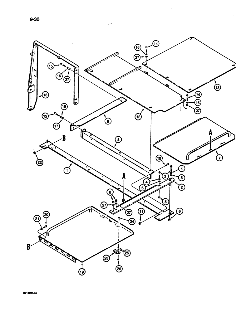 Схема запчастей Case 1187C - (9-30) - TOP ACCESS COVERS (09) - CHASSIS