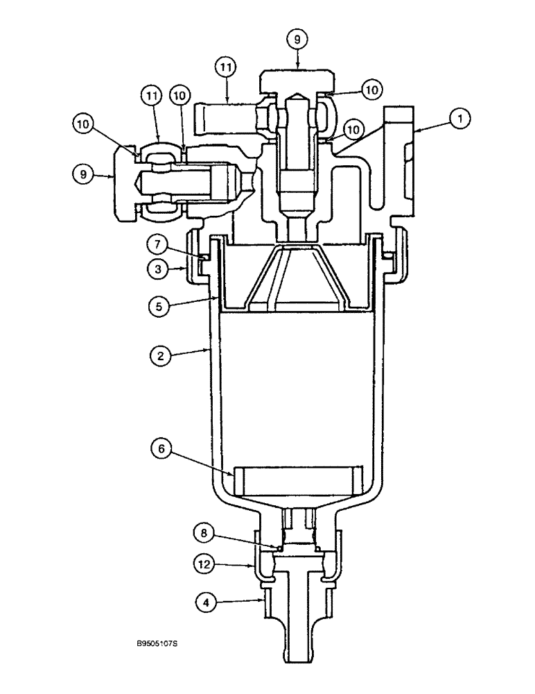 Схема запчастей Case 9010 - (3-16) - WATER SEPARATOR ASSEMBLY (03) - FUEL SYSTEM