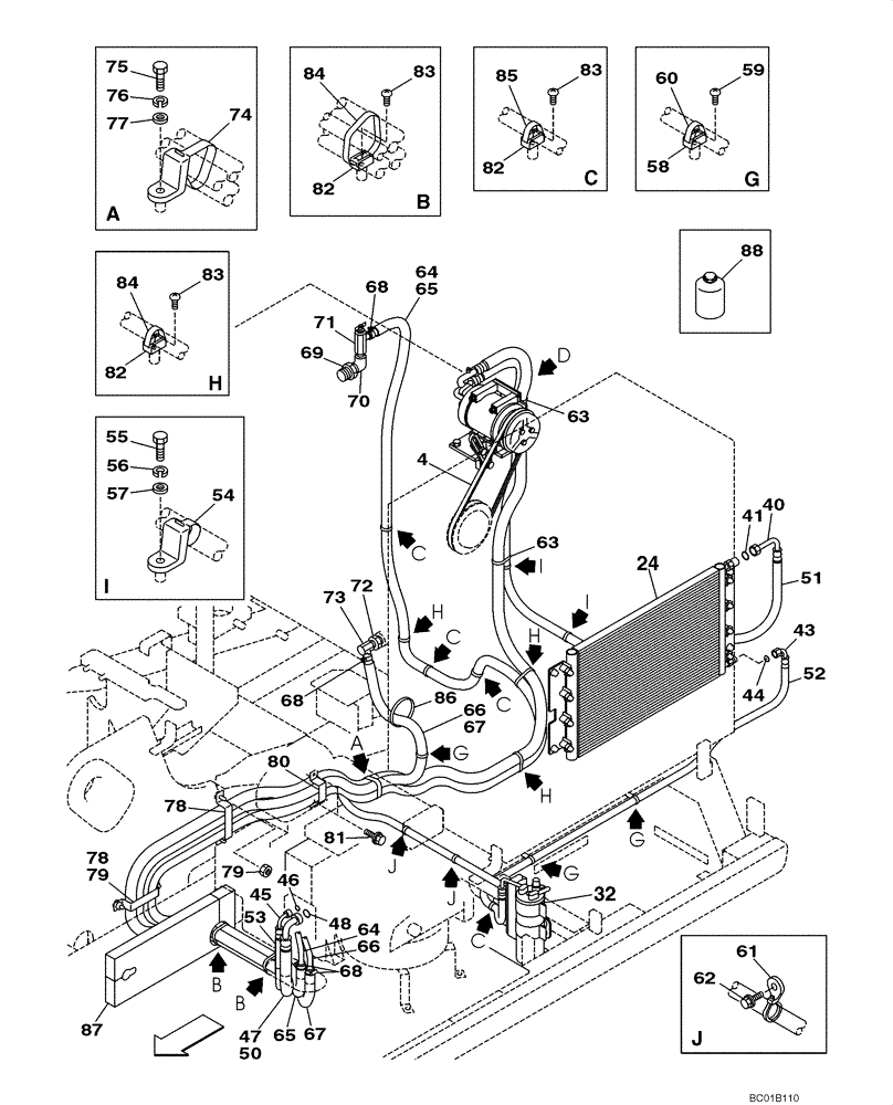 Схема запчастей Case CX160 - (09-23) - AIR CONDITIONING - CONDENSER AND RECEIVER-DRIER (09) - CHASSIS/ATTACHMENTS