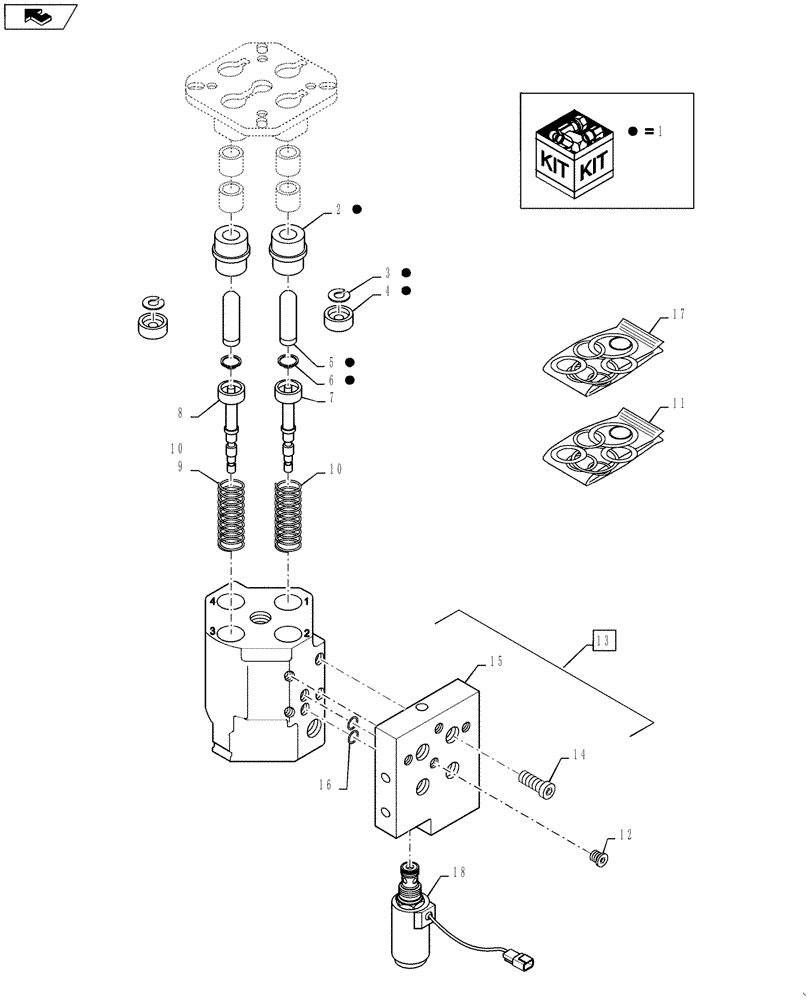 Схема запчастей Case 1121F - (35.128.04[02]) - VALVE ASSEMBLY - JOYSTICK CONTROL, 1 LEVER (35) - HYDRAULIC SYSTEMS