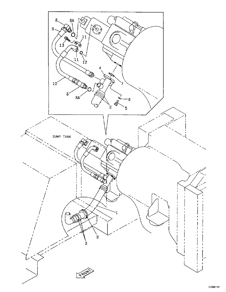 Схема запчастей Case 9007B - (8-006) - HYDRAULIC CIRCUIT - CONTROL VALVE AND PUMP (08) - HYDRAULICS