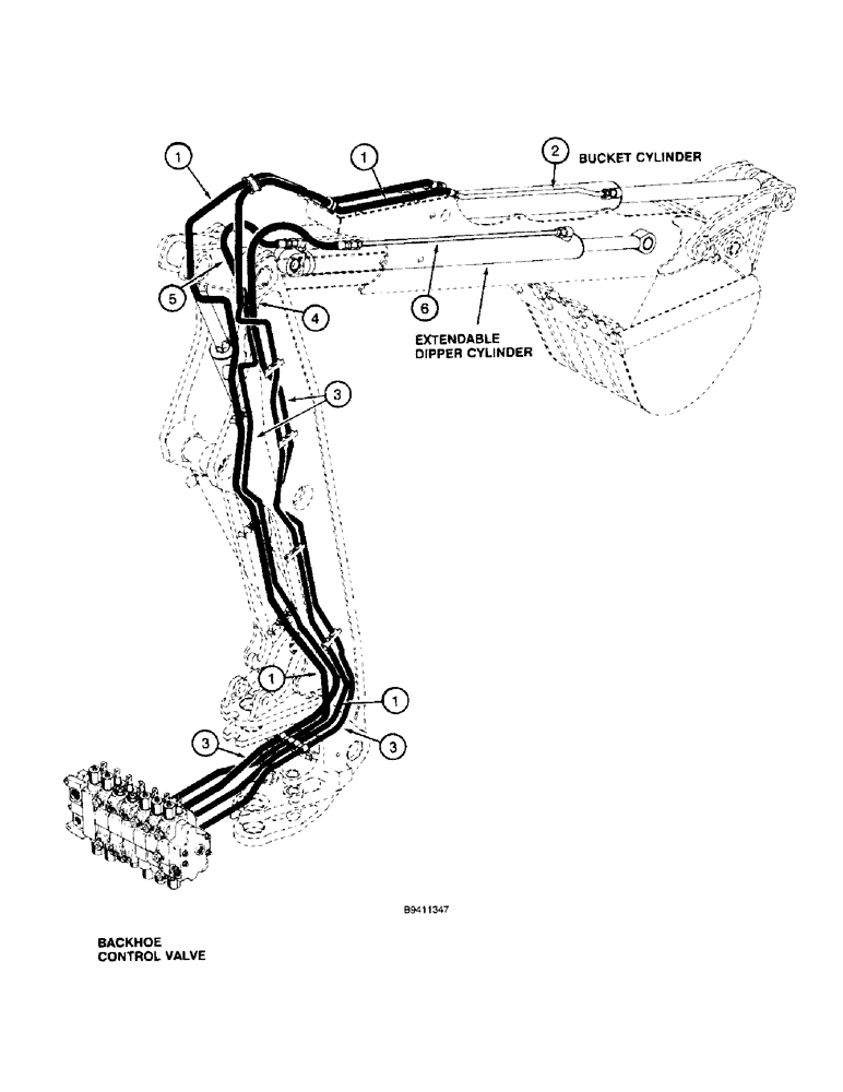 Схема запчастей Case 580L - (1-22) - PICTORIAL INDEX, BACKHOE HYDRAULICS, EXTENDABLE DIPPER (00) - PICTORIAL INDEX