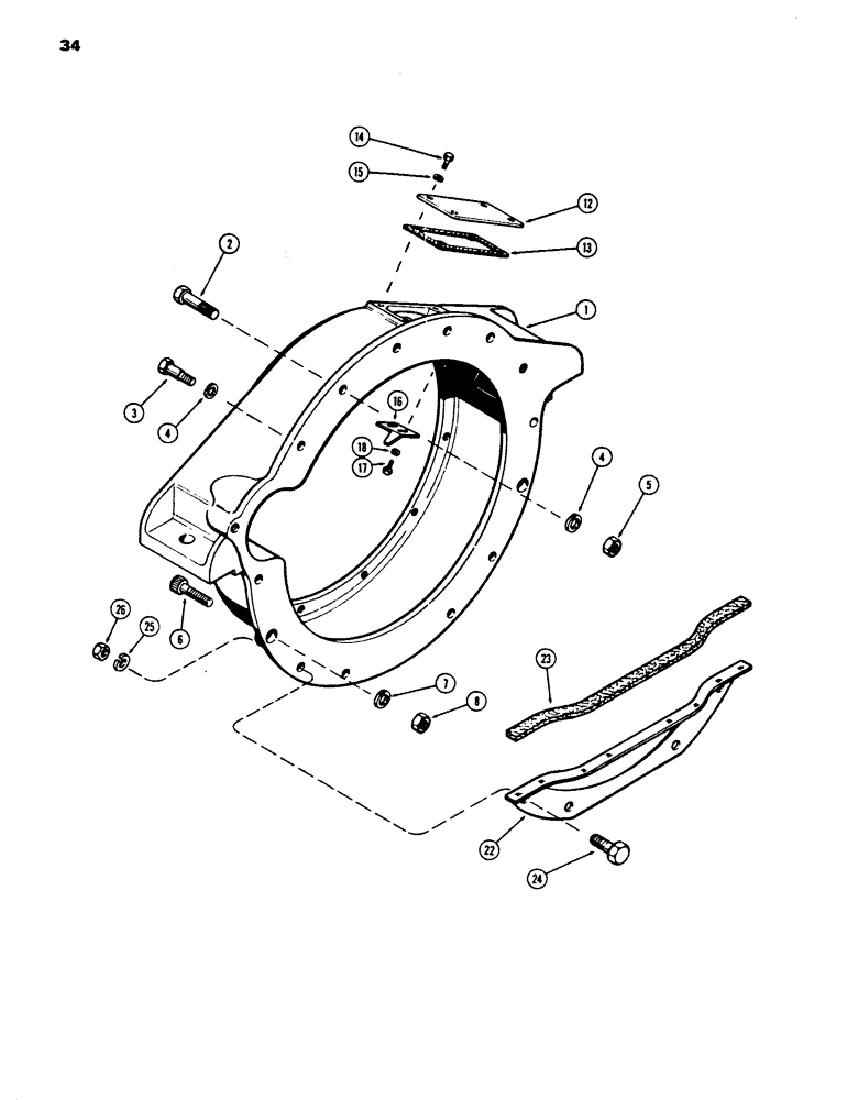 Схема запчастей Case 850B - (034) - FLYWHEEL HOUSING, 336BD AND 336BDT DIESEL ENGINES (01) - ENGINE