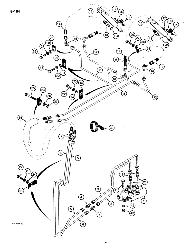 Схема запчастей Case 1818 - (8-184) - LOADER LIFT HYDRAULIC CIRCUIT (08) - HYDRAULICS