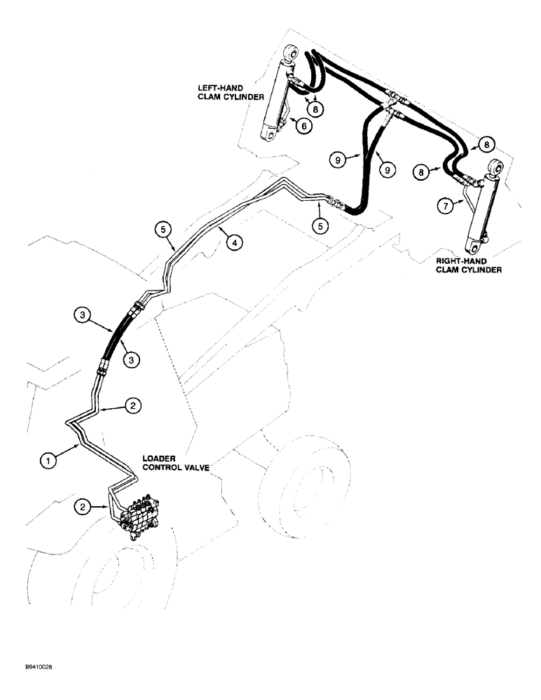 Схема запчастей Case 590SL - (1-16) - PICTORIAL INDEX, LOADER HYDRAULICS, CLAM CYLINDER (00) - PICTORIAL INDEX