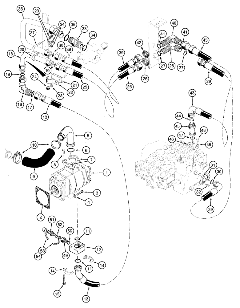 Схема запчастей Case 921B - (8-008) - HYDRAULIC CIRCUIT - RESERVOIR TO PUMP AND LOADER VALVE, PRIOR TO P.I.N. JEE0051800 (08) - HYDRAULICS
