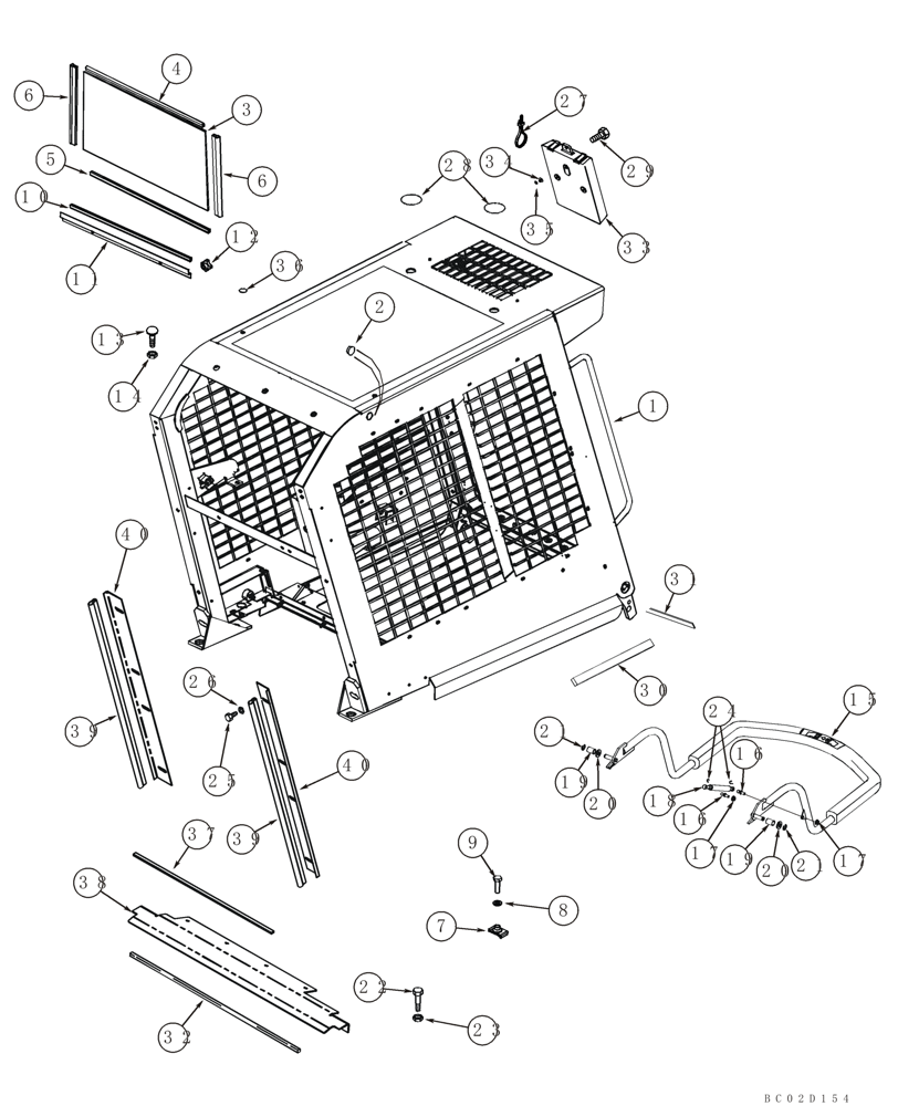 Схема запчастей Case 90XT - (09-27) - CANOPY, ROPS - FRAME AND SEAT BAR (09) - CHASSIS