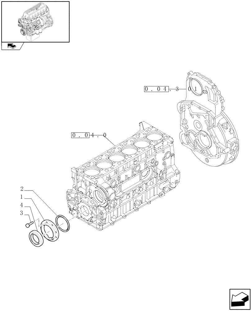 Схема запчастей Case F3AE0684P E909 - (0.04.3[02]) - ENGINE BLOCK FRONT COVER (504045977) 