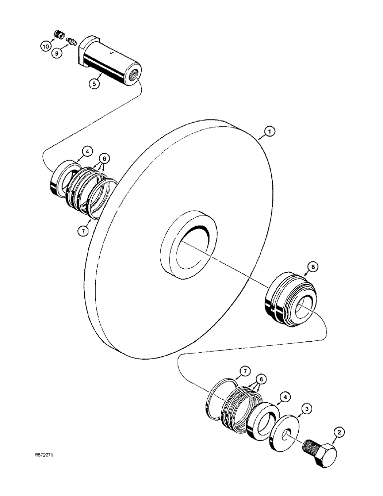 Схема запчастей Case 860 - (9-062) - TRENCHER ROCK BOOM ROLLER ASSEMBLY - H672962 (09) - CHASSIS/ATTACHMENTS