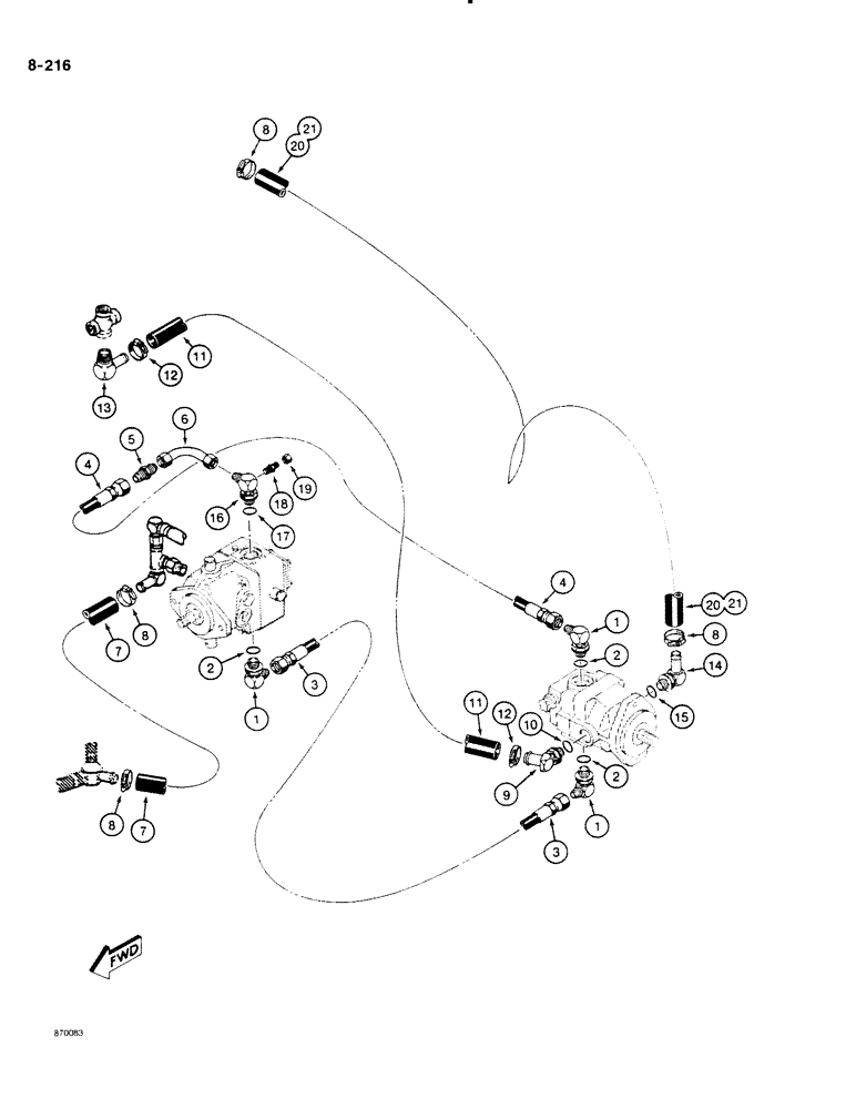 Схема запчастей Case DH4B - (8-216) - REAR MOUNTED TRENCHER DRIVE HYDRAULIC CIRCUIT (08) - HYDRAULICS
