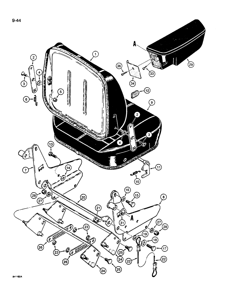 Схема запчастей Case W14B - (9-44) - SUSPENSION SEATS (09) - CHASSIS/ATTACHMENTS