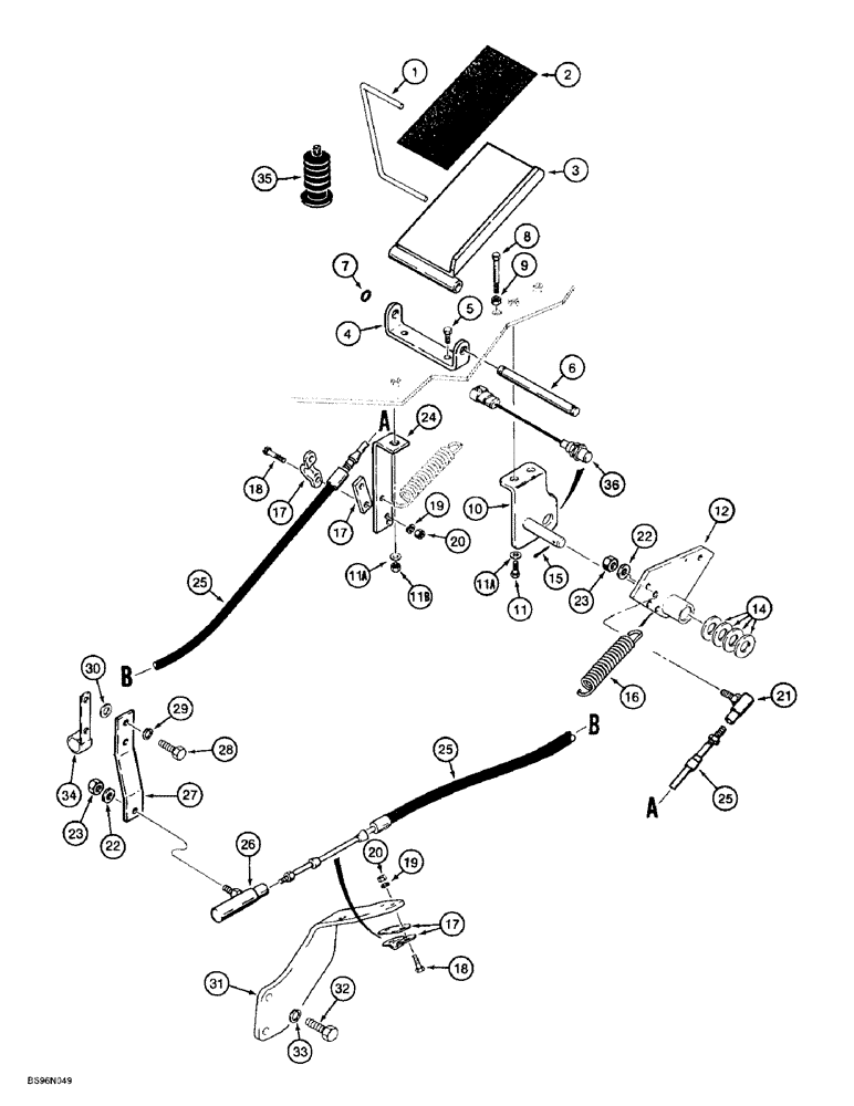 Схема запчастей Case 621B - (3-03) - FOOT THROTTLE CONTROL, P.I.N. JEE0053350 AND AFTER (03) - FUEL SYSTEM