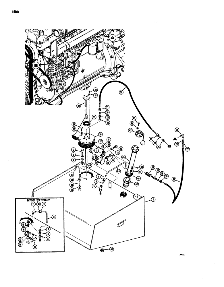 Схема запчастей Case W24 - (158) - FUEL TANK AND RELATED PARTS (03) - FUEL SYSTEM