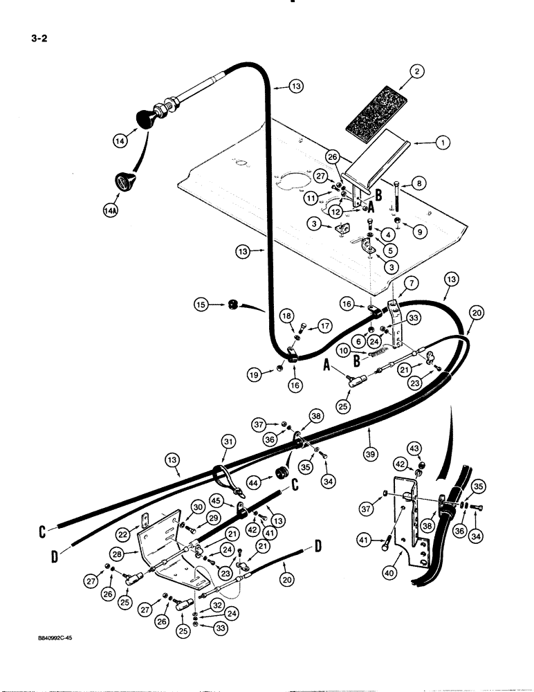 Схема запчастей Case W30 - (3-02) - ACCELERATOR AND LINKAGE (03) - FUEL SYSTEM