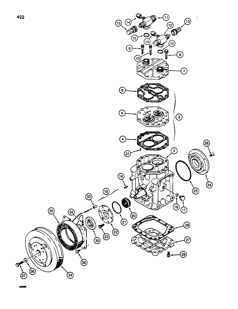 Схема запчастей Case W20B - (422) - AIR CONDITIONING COMPRESSOR (09) - CHASSIS/ATTACHMENTS