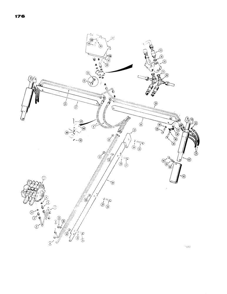 Схема запчастей Case 1150 - (176) - POWER ANGLE TILT DOZER HYDRAULICS, POWER TILT CIRCUIT (07) - HYDRAULIC SYSTEM