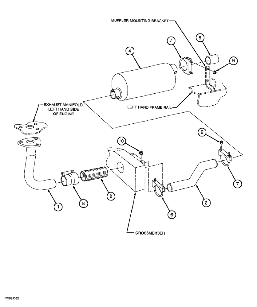 Схема запчастей Case 689G - (02-04) - EXHAUST SYSTEM (02) - ENGINE