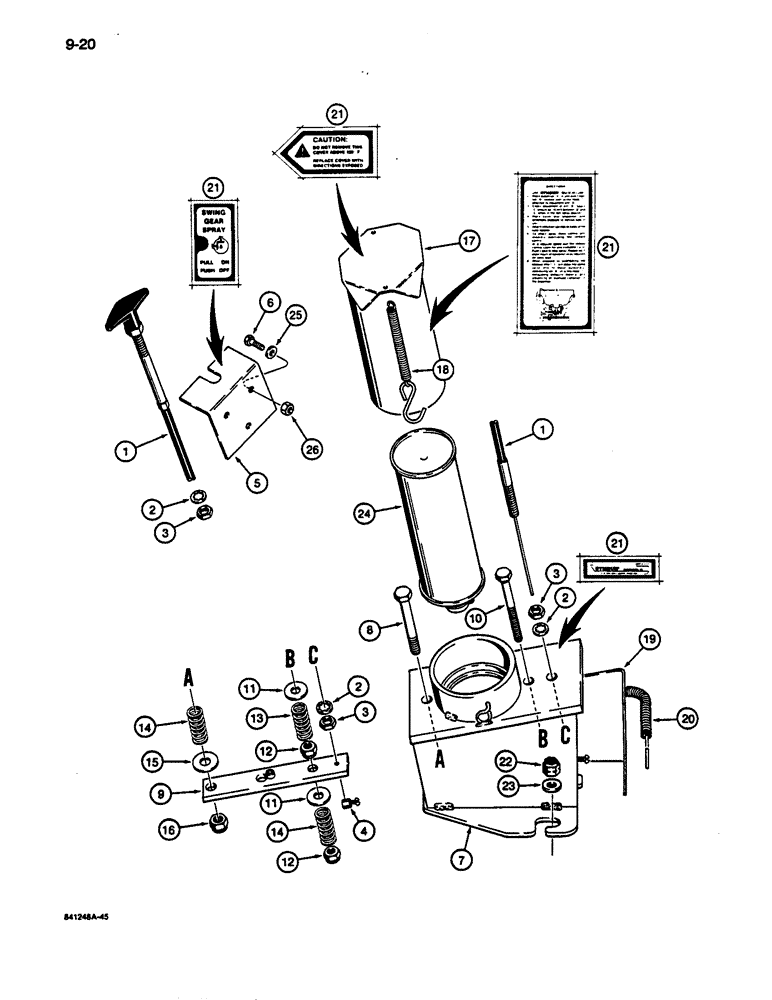 Схема запчастей Case 1187C - (9-20) - SWING GEAR SPRAY LUBRICATOR (09) - CHASSIS