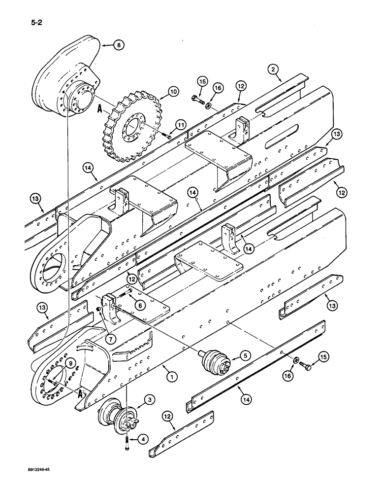 Схема запчастей Case 1187C - (5-02) - TRACK FRAMES AND DRIVE SPROCKET (11) - TRACKS/STEERING