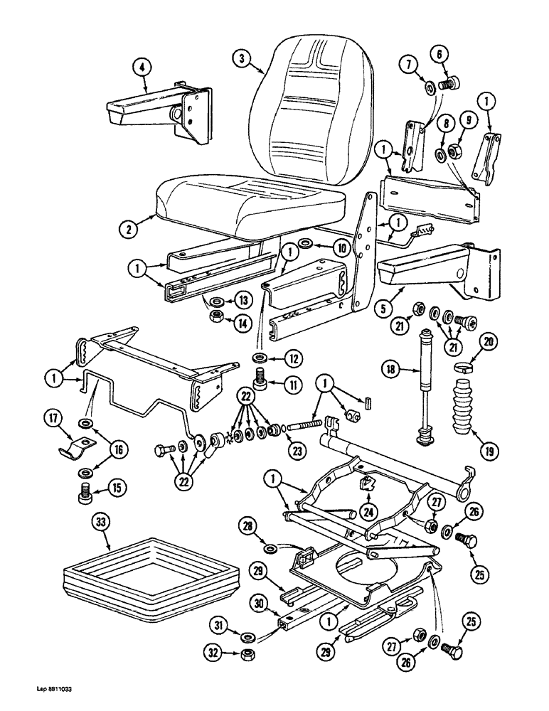 Схема запчастей Case 1088 - (9D-16) - SEAT, P.I.N. FROM 19801 TO 20203 (09) - CHASSIS/ATTACHMENTS