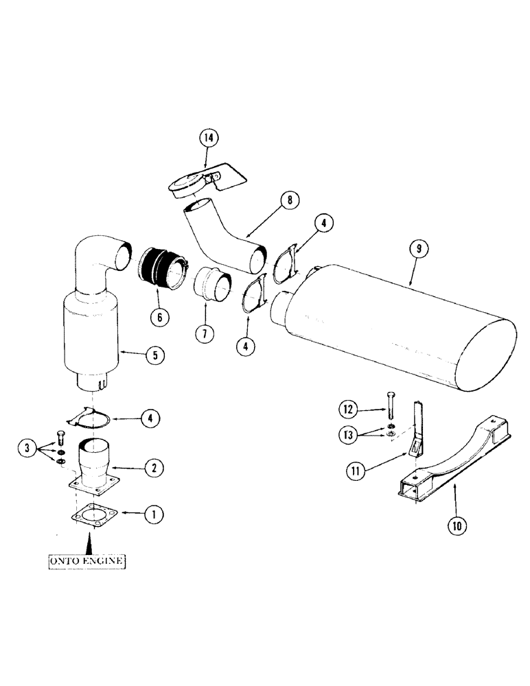 Схема запчастей Case 120 - (035) - MUFFLER AND ATTACHING PARTS WITH SPARK ARRESTOR, USED ON UNITS WITH SERIAL NO. 6287198 AND AFTER (10) - ENGINE